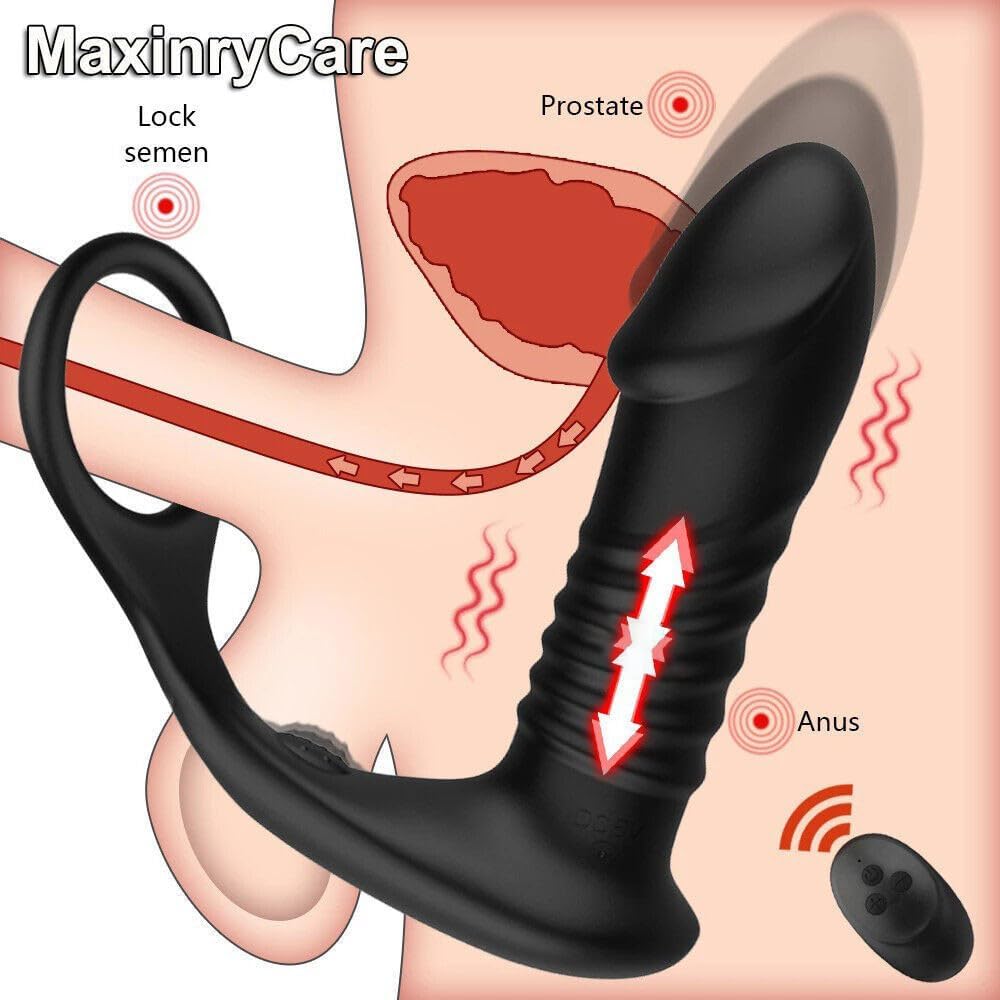 Alternative view of Anal plug kèm vòng đeo Scalable rung thụt 10 chế độ, có điều khiển từ xa