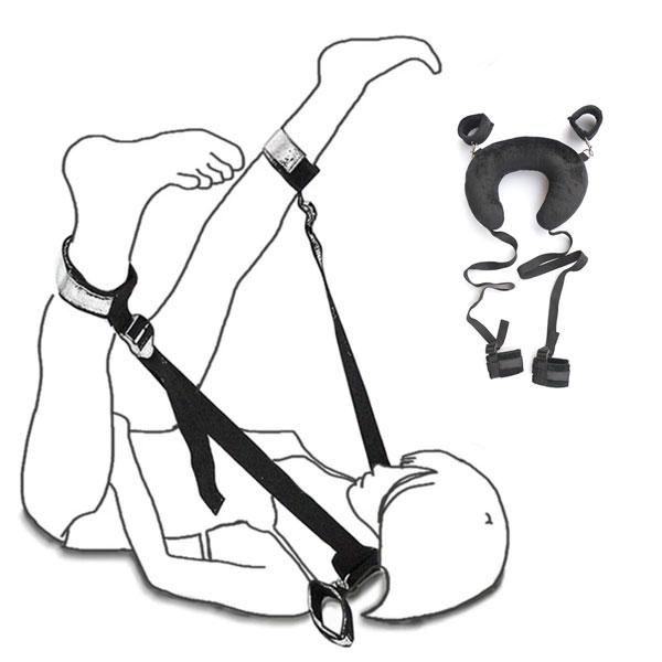 Bộ trói tay chân gối bông tạo thế chơi BDSM - màu đen - Ảnh 4