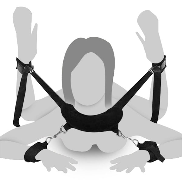 Bộ trói tay chân gối bông tạo thế chơi BDSM - màu đen - Ảnh 5