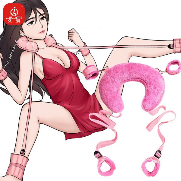 Bộ trói tay chân gối bông tạo thế chơi BDSM - màu hồng - Ảnh 5