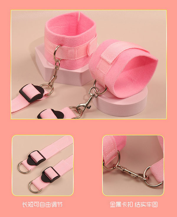 Bộ trói tay chân gối bông tạo thế chơi BDSM - màu hồng - Ảnh 3