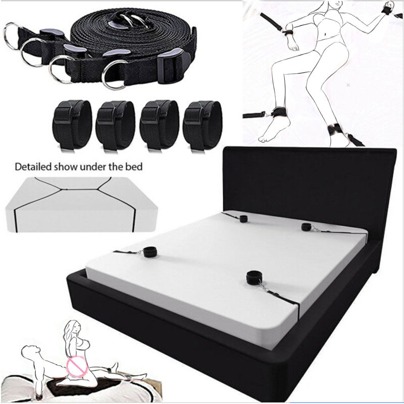 Bộ dây trói tay chân ở giường chơi BDSM