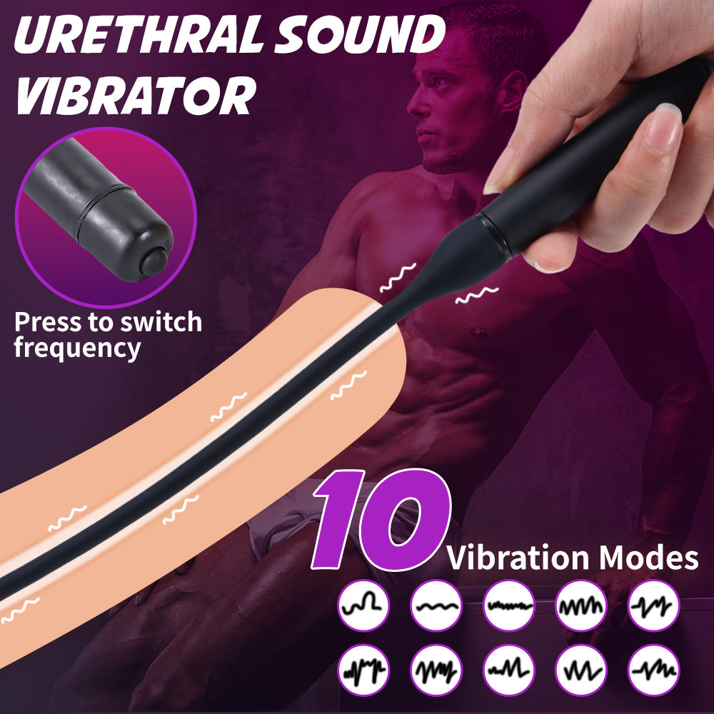 Alternative view of Sounding silicon rung kích thích niệu đạo Ribbed 10 tần số