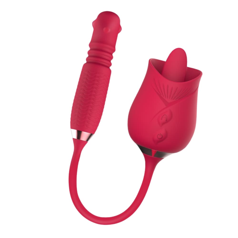 Trứng rung thụt xoay bi kết hợp lưỡi liếm hoa hồng Rouge Velvet siêu sướng