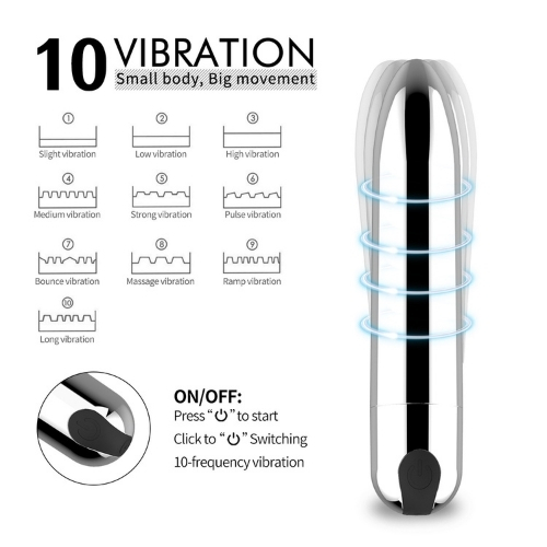 Alternative view of Trứng rung inox 10 chế độ cực mạnh - Hình viên đạn